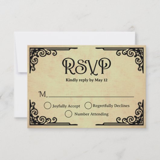  Vintage Wedding  RSVP Kaartje (Voorkant)