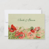 Vintage Wedding RSVP Respons Red Poppy Flowers (Achterkant)