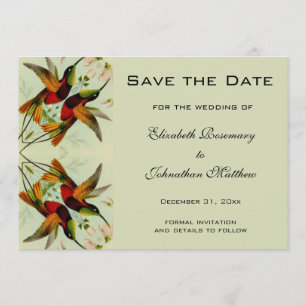 Vintage Wedding Save the Date Hummingbird Flowers