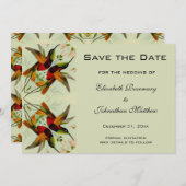 Vintage Wedding Save the Date Hummingbird Flowers (Voorkant / Achterkant)
