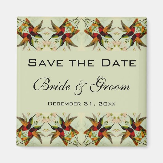 Vintage Wedding Save the Date Hummingbird Flowers Magneet (Voorkant)