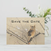 Vintage Wedding Save the Date, Japanse Owl Date (Staand voorkant)