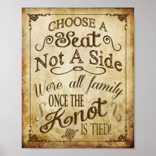Vintage Wedding Seating Sign Poster