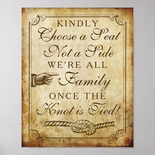 Vintage Wedding Seating Sign Poster (Voorkant)