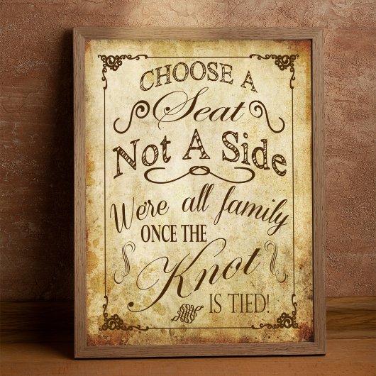 Vintage Wedding Seating Sign Poster