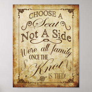 Vintage Wedding Seating Sign Poster