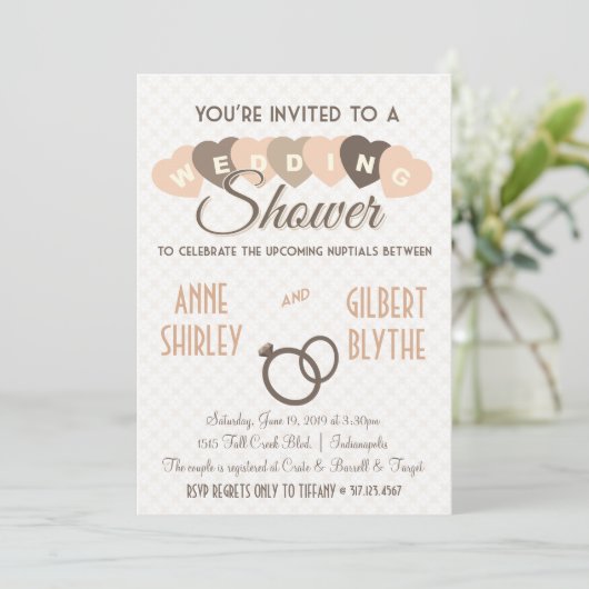 Vintage Wedding Shower Couples Shower Uitnodiging (Staand voorkant)