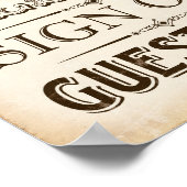 Vintage Wedding SIGN ONZE GUESTBOOK-gebarentafdruk Poster (Hoek)