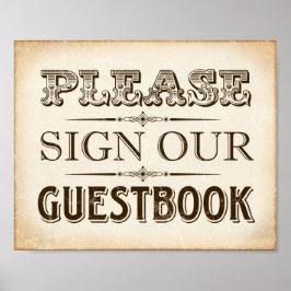 Vintage Wedding SIGN ONZE GUESTBOOK-gebarentafdruk Poster