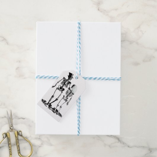 Vintage Wedding Skeleton Couple Cadeaulabel (Met Touw)