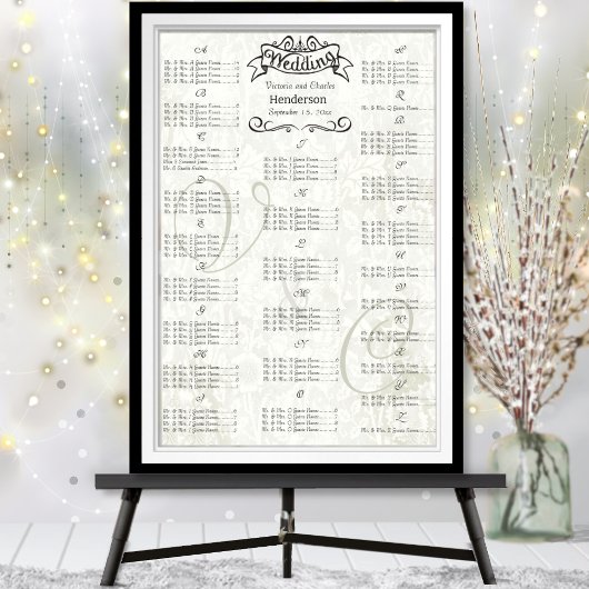 Vintage Wedding Special Event Guest Seating Chart Poster