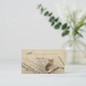 Vintage Wedding Table Kaarten, Japanse Owl Plaatskaartje (Staand voorkant)
