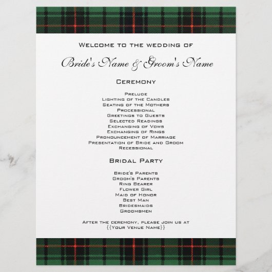 Vintage Wedding, Tartan Davidson Modern Pattern (Voorkant)