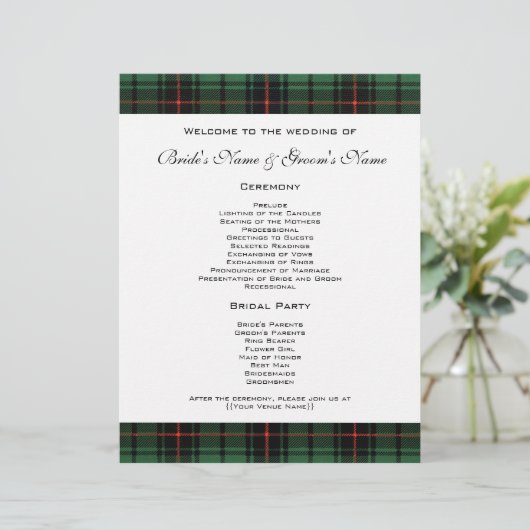 Vintage Wedding, Tartan Davidson Modern Pattern (Staand voorkant)