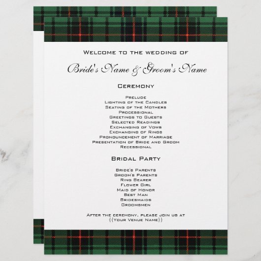 Vintage Wedding, Tartan Davidson Modern Pattern (Voorkant / Achterkant)