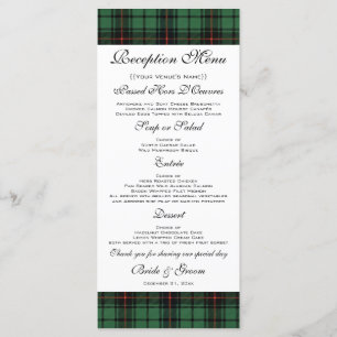 Vintage Wedding, Tartan Davidson Modern Pattern Menu