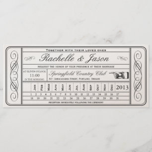 Vintage Wedding Ticket II Punchout Golden Kaart