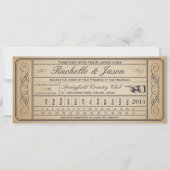 Vintage Wedding Ticket II Punchout Kaart (Voorkant)