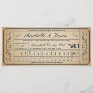Vintage Wedding Ticket II Punchout Kaart