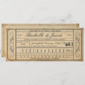 Vintage Wedding Ticket II Punchout Kaart (Voorkant / Achterkant)