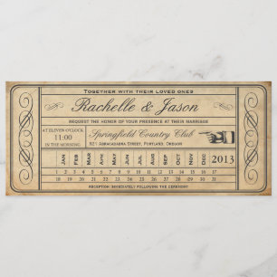 Vintage Wedding Ticket II Punchout Kaart