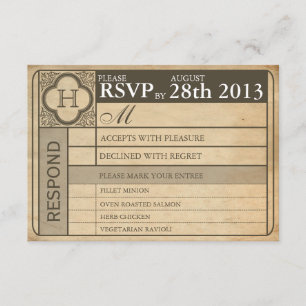 Vintage Wedding Ticket III Punchout RSVP Kaartje