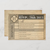 Vintage Wedding Ticket III Punchout RSVP Kaartje (Voorkant / Achterkant)
