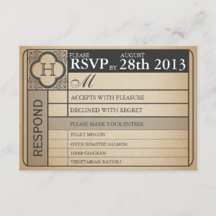 Vintage Wedding Ticket III Punchout RSVP Kaartje