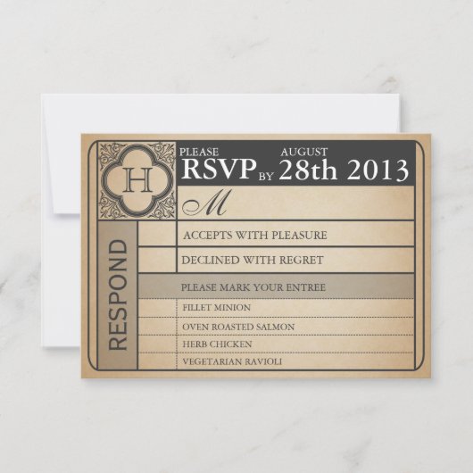 Vintage Wedding Ticket III Punchout RSVP Kaartje (Voorkant)