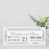 Vintage Wedding Ticket Invitation in Olive Green Kaart (Staand voorkant)