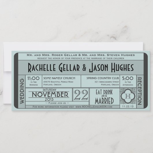 Vintage Wedding Ticket Invitation IV — 40 jaar Kaart (Voorkant)
