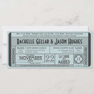 Vintage Wedding Ticket Invitation IV — 40 jaar Kaart