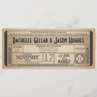Vintage Wedding Ticket IV- 40's tijdperk 2.0 Kaart
