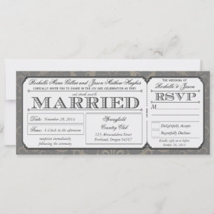 Vintage Wedding Ticket met RSVP collectie III Kaart