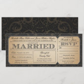 Vintage Wedding Ticket met RSVP collectie III Kaart (Voorkant / Achterkant)