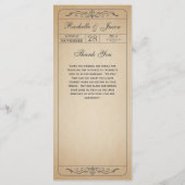 Vintage Wedding Ticket Programma Programmakaart (Achterkant)