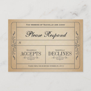 Vintage Wedding Ticket RSVP