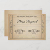 Vintage Wedding Ticket RSVP (Voorkant / Achterkant)