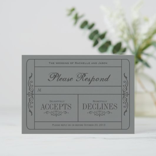 Vintage Wedding Ticket RSVP (Staand voorkant)
