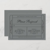 Vintage Wedding Ticket RSVP (Voorkant / Achterkant)