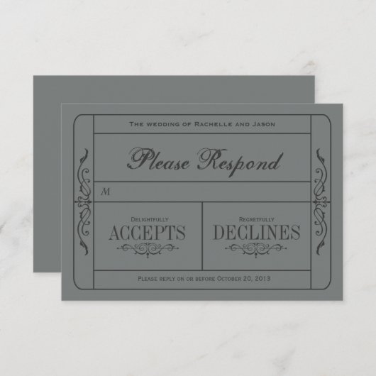 Vintage Wedding Ticket RSVP (Voorkant / Achterkant)