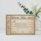 Vintage Wedding Ticket RSVP II Punchout (Staand voorkant)