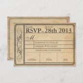 Vintage Wedding Ticket RSVP II Punchout (Voorkant / Achterkant)