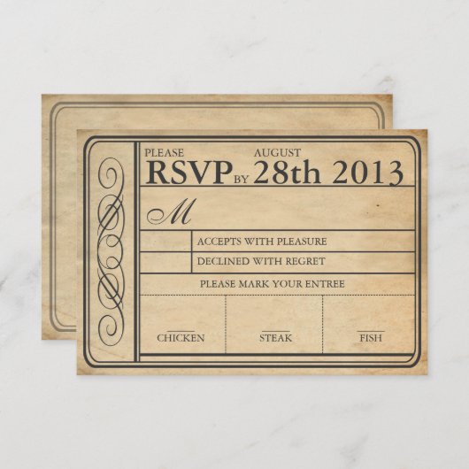 Vintage Wedding Ticket RSVP II Punchout (Voorkant / Achterkant)