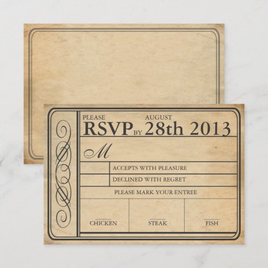 Vintage Wedding Ticket RSVP II Punchout (Voorkant / Achterkant)