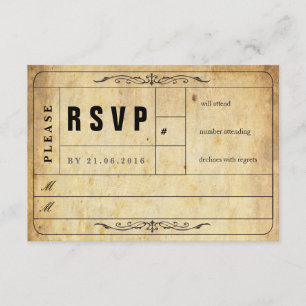 Vintage Wedding Ticket RSVP-kaart RSVP Kaartje