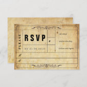 Vintage Wedding Ticket RSVP-kaart RSVP Kaartje (Voorkant / Achterkant)