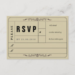 Vintage Wedding Ticket RSVP-kaart RSVP Kaartje
