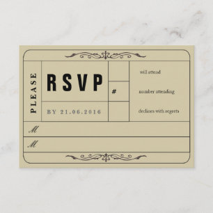 Vintage Wedding Ticket RSVP-kaart RSVP Kaartje
