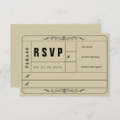 Vintage Wedding Ticket RSVP-kaart RSVP Kaartje (Voorkant / Achterkant)